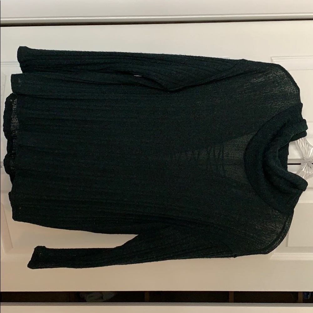 Green and black sheer turtleneck sweater
